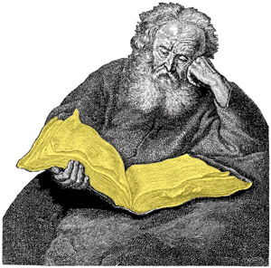 Old man and yellow pages